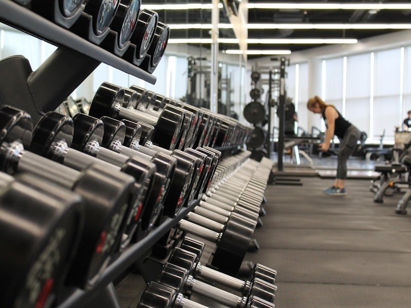 Strength and conditioning equipment in a sports rehabilitation gym
